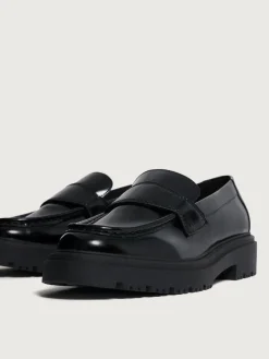 Sale MOKASSIN SCHOOL SCHWARZ Damen Flacher Schuh