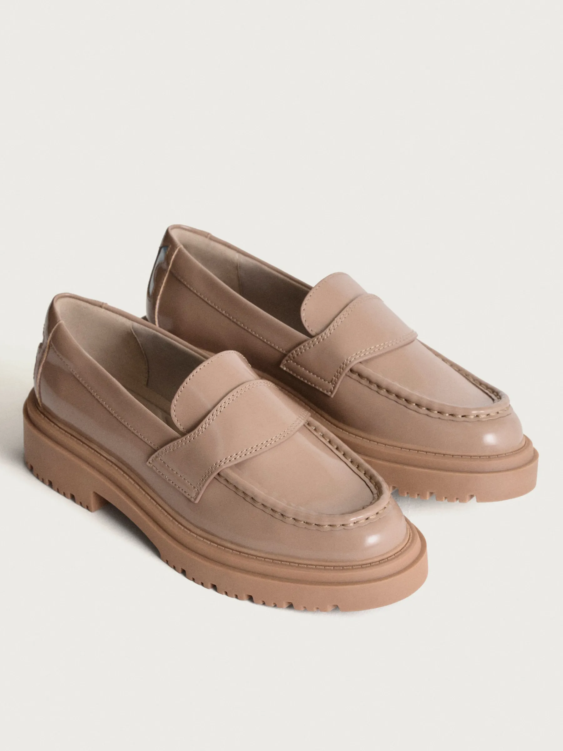 New MOKASSIN SCHOOL TAUPE Damen Flacher Schuh
