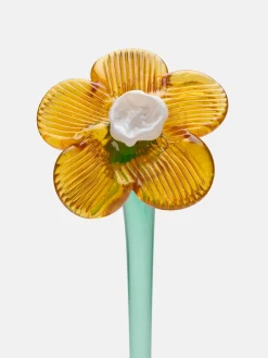 Clearance MOUTHBLOWN CRYSTAL FLOWER MUSTARD Damen/Herren Deko|Deko