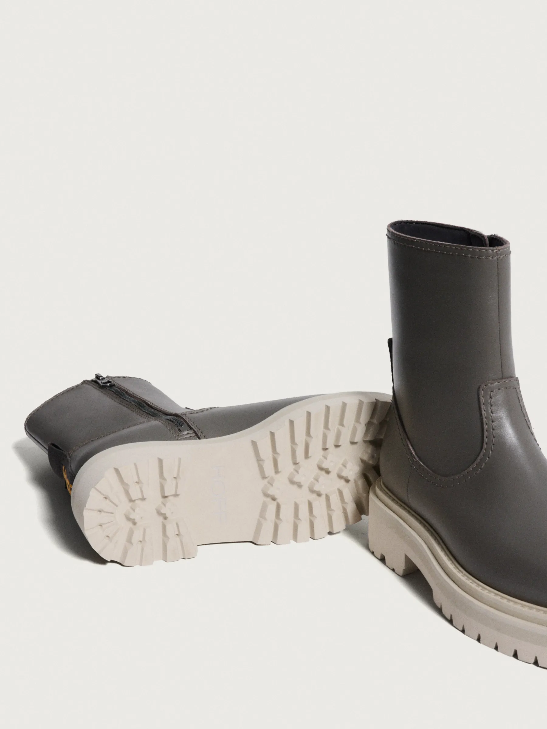 Best OFFICE GRAUER LEDERSTIEFEL Damen Stiefel Und Stiefeletten